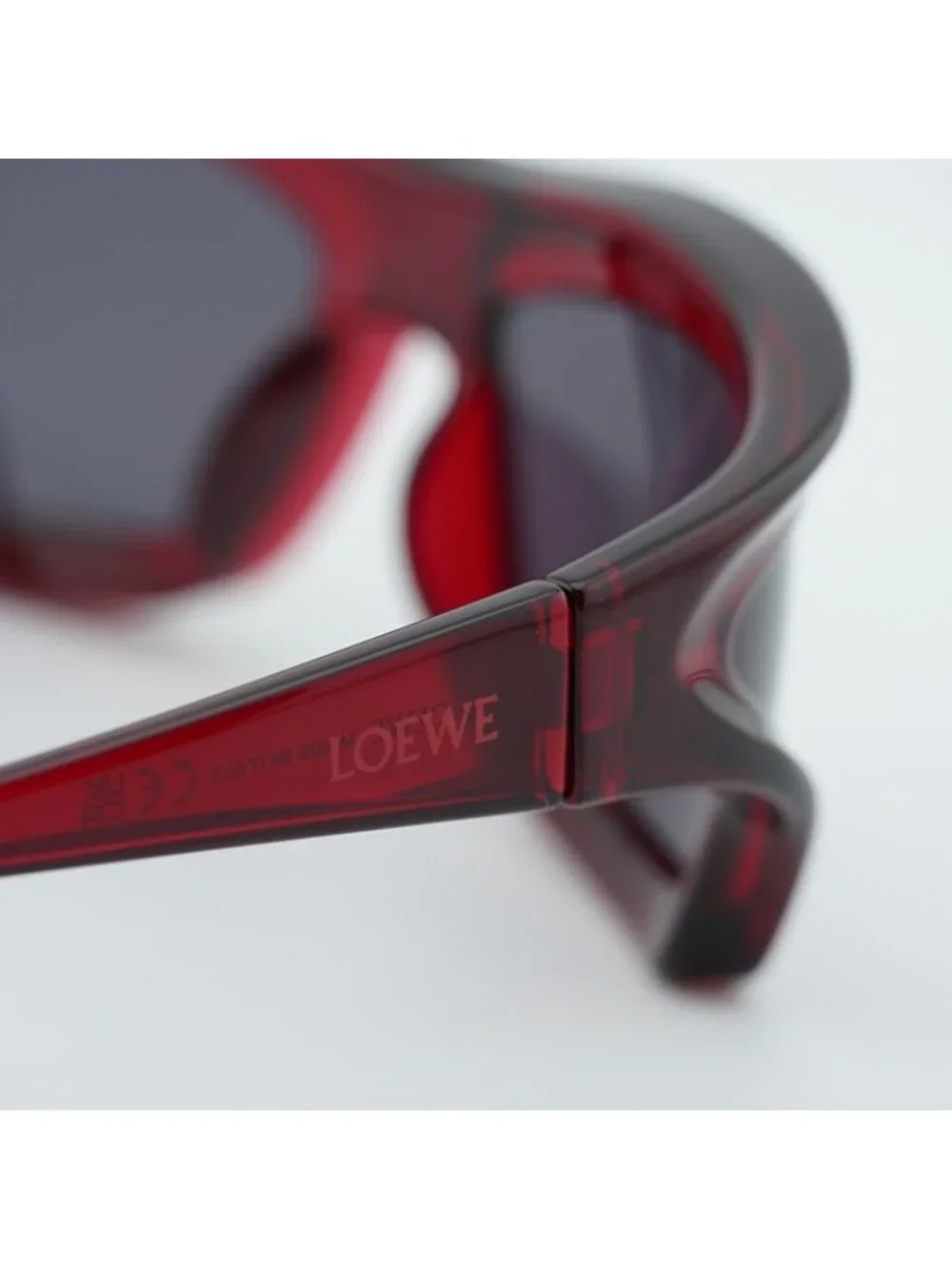Loewe LW40143U 66A Sunglasses Shiny Red Rectangle Frame, Grey Lenses